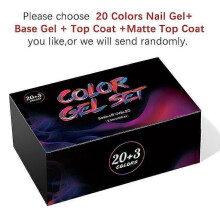 (5) Gel Nail Polish Set, 20 Pcs Neon Color Gel Polish Kit with base gel, top coat and matte top coat_way