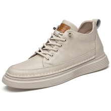 Leren herensneakers met vetersluiting en verhoogde hak (2,36 inch)