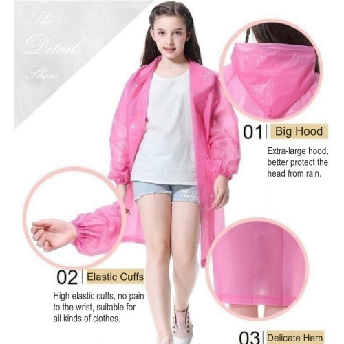 Kids' EVA Rain Poncho with Hood, 2-Pack 2