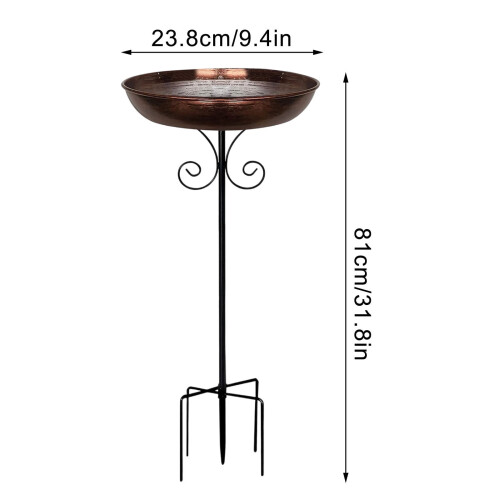Iron Bird Bath Outdoor Water Bowl Leaf Design 81cm 2