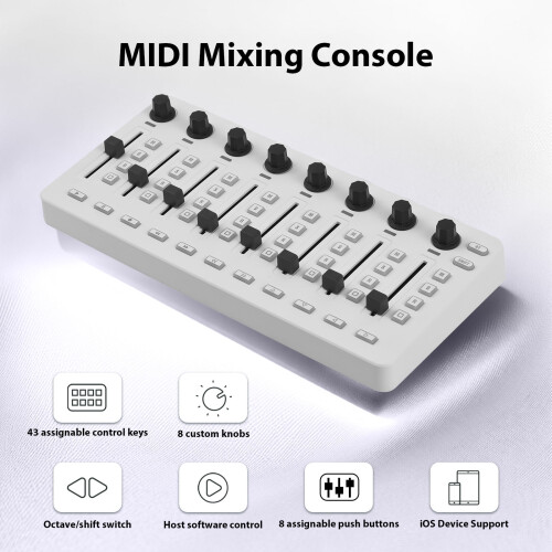 MIDI Controller with 43 Buttons 8 Knobs 8 Pads USB Bluetooth 2