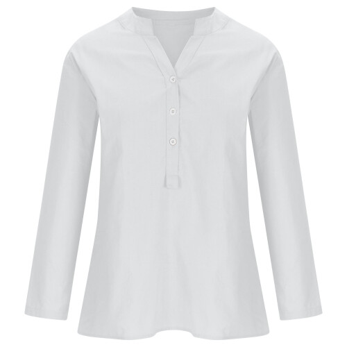 Women's cotton linen tunic blouse long sleeve 2