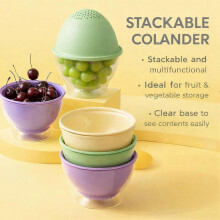(1pcs, Purple) 2 in 1 Fruit Washing Basket - Dual Layer Draining Colander with Lid