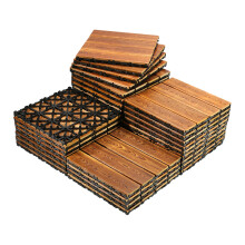 (12 Pcs) Heavy Duty 30cmx30cm Brown Woodgrain Decking Tiles (12pcs), Composite Wood Plastic Interlocking Panels, Waterproof