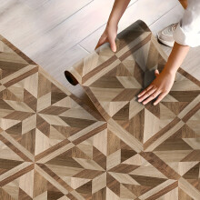 (Multicolor B, 300*40cm) 1pc Geometric Nordic Style Faux Wood Grain Pattern Floor Sticker,Self-Adhesive Removable And Pasticable Random