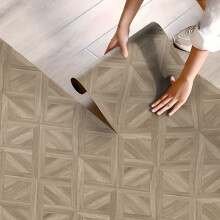 (Taupe Brown, 300*40cm) 1pc Geometric Nordic Style Faux Wood Grain Pattern Floor Sticker,Self-Adhesive Removable And Pasticable Random