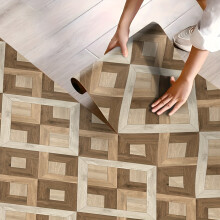 (Multicolor C, 300*40cm) 1pc Geometric Nordic Style Faux Wood Grain Pattern Floor Sticker,Self-Adhesive Removable And Pasticable Random