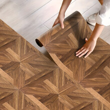 (Earthy Log, 300*40cm) 1pc Geometric Nordic Style Faux Wood Grain Pattern Floor Sticker,Self-Adhesive Removable And Pasticable Random