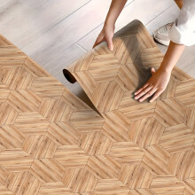 (Wood Color, 300*40cm) 1pc Geometric Nordic Style Faux Wood Grain Pattern Floor Sticker,Self-Adhesive Removable And Pasticable Random