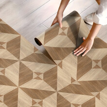 (Multicolor A, 300*40cm) 1pc Geometric Nordic Style Faux Wood Grain Pattern Floor Sticker,Self-Adhesive Removable And Pasticable Random