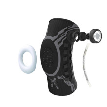 (M, Black Left Leg) Adjustable Compression Knee Brace Support Sports Athletic Knee Sleeve Stabilizer for Running Fitness