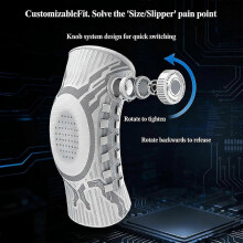 (M, White Left Leg) Adjustable Compression Knee Brace Support Sports Athletic Knee Sleeve Stabilizer for Running Fitness