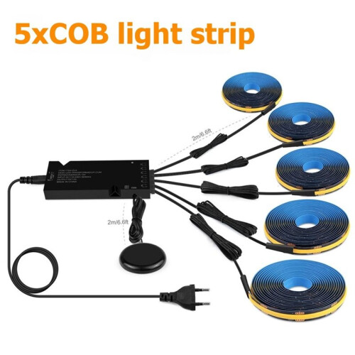 Dimmable Touch Sensor COB LED Strip Light Under Cabinet Collection Display Black PCB for TV Backlight Grille US Plug 2