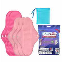 (set, pink) Reusable Sanitary Napkin - Washable Fleece Panty Liner for Women