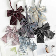 Fashion JK Bowtie Women College Student Collar Tie Cotton Plaid Bowknot Lolita Girls Adjustable Butterfly Anime Cosplay Cravat JH7