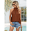 Tanktop mit einfarbigem Kragen und Bindeband, Karamell, Größe S 6
