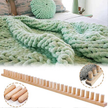 Wooden Woven Storage Cabinet & Chunky Yarn Looms - DIY Knitting Looms for Scarves, Blankets & Craft Lovers in Living Room