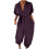 Women's Solid Short-Sleeve Button Jumpsuit Casual 1