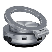(Grey) Electric Vacuum Suction Phone Holder for Car Navigation 360 Rotating Suction Cup Phone Stand for Navigation Driving