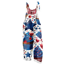 Patriotiske overalls i hør til kvinder med 2 lommer