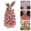 (Pink) 2025 Lighted Easter Bunny Ceramic Tabletop Tree, 5.9inch Pre-Lit Rabbit with Colorful Lamp Beads & Bunny Ear Top, Spring Easter Decor 1