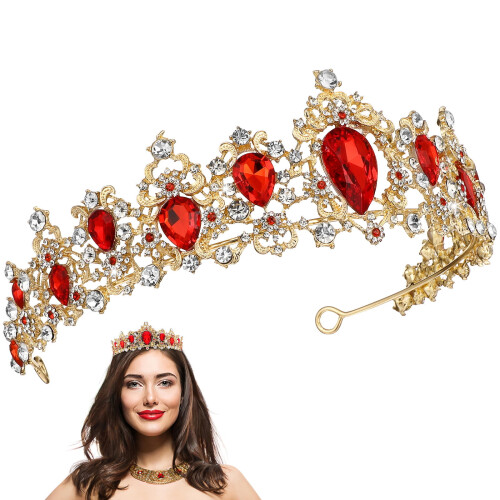 Diadema rosso oro con cristalli (1 pezzo) 2