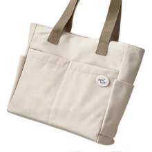 (Beige) Large Sturdy-canvas tote with zipper closure Secure zipper keeps valuables safe. Casual Life-style