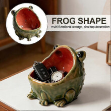 Froggy Ceramic Salt Box, Mini Seasoning Cellar with Lid, Cute Green Spice Jar for Countertop Storage