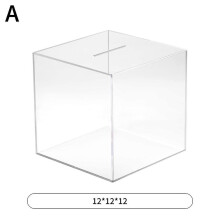 (18*18*18, white) Clear Acrylic Money Bank Piggy Bank for Adult, Must Break to Open Transparent