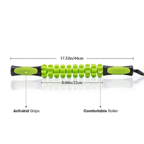 (Black) Muscle Roller fMassage Roller with Handle for Back