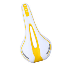 (White And Yellow) Comfortable Bicycle Seat Saddle Breathable Soft Bike Seat Cushion With Central Relief Zone for Road