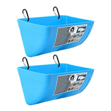 (2pcs, Blue) Hanging Chicken Food Trough Multifunctional Chicken Feeder for Animal