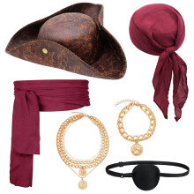 Pirate Hat and Accessories Set Pirate Hat Accessories for Men Women Pirate Costume Halloween Cosplay & Ren Faire