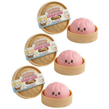 Giocattolo Squishy A Forma di Raviolo, Giocattolo Squishy Colorato con Vaporiera, Giocattolo di Pasta Morbido per Decompressione per Bambini Rosa