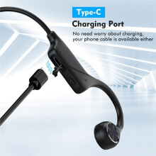 Auriculares Inalámbricos Tipo-C de Conducción Ósea Real, Auriculares Deportivos Impermeables con Micrófono para Correr y Conducir
