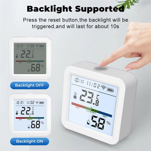 Tuya WIFI Temperature Humidity Sensor Backlight Hygrometer Thermometer  Life APP Control Support Alexa 2