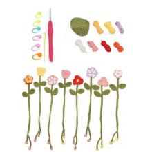 Crochet Kit for Beginners - 8 Flower Bookmarks Knitting Kit DIY Art Kit for Adults, Birthday Gifts for Women Teen