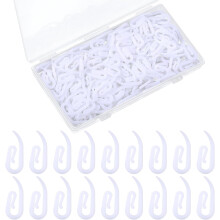 Crochets de rideaux en plastique blanc pour tringle à plis pincés (100 pièces)