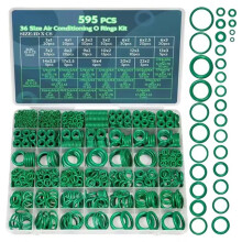 595-Piece Air Conditioning O- Kit,Assortment of 36 Green NBR Rubber O-Rings for Automotive A/C,Compressor,ID 3-22 mm