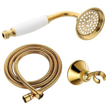 Luxuriöses, Vergoldetes Messing-Handbrause-Set mit Keramik-Telefon-Design