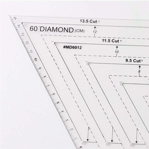 4Pcs Quilting Ruler Set, Clear Plastic Quilting Square Template Triangle Hexagon 45 60 Degree Ruler 1