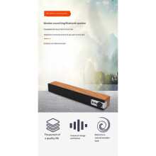 Barre Multimédia Stéréo en Bois avec Haut-Parleur BT5.0 de 52 mm et 4 Ω, Double Haut-Parleur, Interfaces D'Entrée USB, AUX et Carte TF