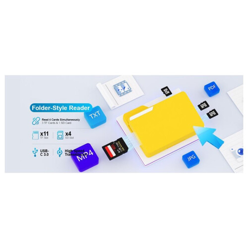 Memory Card Reader: Read and Write 4 Cards Simultaneously with A 15-Slot Folder-Style Storage Case, for USB Type-C 2