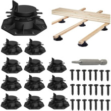12er-Pack Verstellbare Terrassenstützfüße, 30-60 mm (1,18-2,36 Zoll), für 2x4- und 2x6-Balkenkonstruktionen mit Schrauben für Terrassen