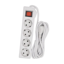 EU-Stecker, 4-Fach Steckdosen-Verlängerungsadapter, Stromwandler, 5 Meter Verlängerungskabel