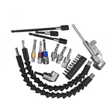 23pcs Flexible Drill Bit Extension Set with Right Angle Drill Attachment, Universal Socket & Adapters