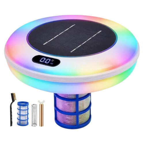 Solar Powered Pool with Temperature Display LED Floating Pool Cleaner for Above Ground & Inground Pools 1