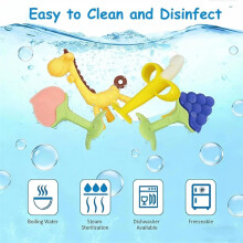 1set 3-6 Month Old Baby Tooth Extraction Toy, Safety Silicone Material, Banana Toothbrush, and Fruit Shaped Giraffe Etc