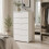 Commode - THE WHITE STONE - Commode 5 tiroirs - 60x38x103 cm - Blanc mat - Livré monté 1