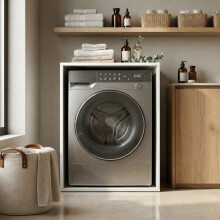 Meuble cache sèche-linge - THE WHITE STONE - 707092 cm - Blanc - Pour buanderie/salle de bain - Montage facile